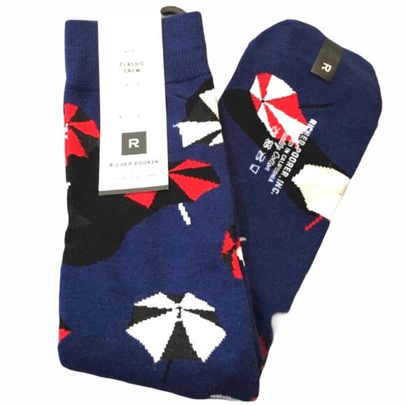 Richer Poorer Umbrella Socks Blue Red White - Picture 1 of 4